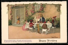 Künstler-AK Pauli Ebner: Puppenhochzeit, Junge und Mädchen am Hochzeitstisch 