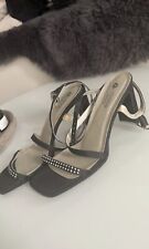 Vintage Sandalen Absatz High Heels C&A Strass Glitzer Riemchen