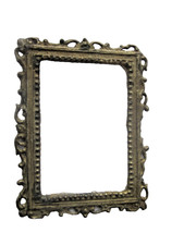 43554 Puppenstube Bilderrahmen Zinn bemalt Gründerzeit 6x4,5cm