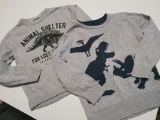 2 x Dinosaurier Strickpullover 110 116 Grau H&M Dino Strickpulli Feinstrick