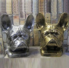 Büste französische Bulldogge 37cm großer Kopf Figur Skulptur Hund Deko Hundekopf