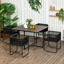 Outsunny 5-tlg. Polyrattan Gartenmöbel Set Esstisch mit 4 Stühlen Grau