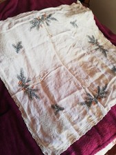 Omas alte Mitteldecke weiß Bunt Mitteldecke ca. 80  x 80 cm Vintage Shabby