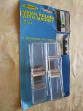 Memohalter mit Magnet, 2 Stück in Form von Klammern, Kunststoff transparent