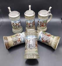 Wunderschönes 6er Bier-Tonkrüge Set " Bierkutscher Humpen " von Gerzit/Staffel