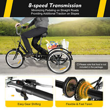 20 Zoll Erwachsene Dreirad Trike 8 Gänge 3 Räd Fahrrad Tricycle Bike mit Korb