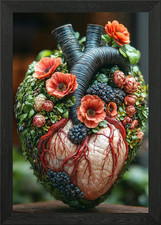 Blumen Herz Skulptur gerahmt