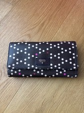 Fossil Geldbeutel, groß, braun mit hellen Punkten, viele Kartenfächer