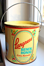 Blechdose 16cm Eimer VEH Langnese Bienenhonig 2,5kg Übersee 50er Preis DM 14,00