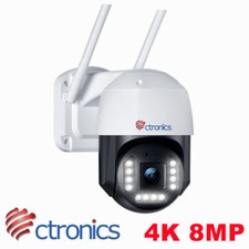Ctronics 4K 8MP Überwachungskamera Aussen, 2,4/5GHz Dualband WiFi PTZ IP Kamera