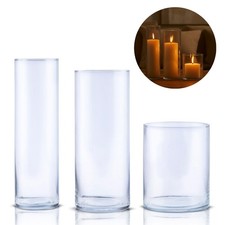 3er Set Zylindervase Windlicht