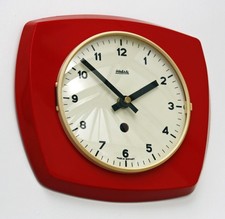 Vintage 22cm Wehrle Wanduhr - Mid Century Stil Retro Stil Rot German Clock