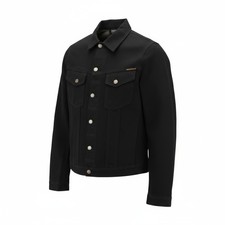 Nudie Jeans Billy Herren JACKE S Trocken Schwarz Organische Baumwolle Geknöpft