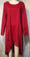 ROT ZIPFEL CUT  TUNIKA BLUSEN KLEID Gr. 46 48 50