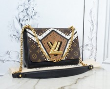 Louis Vuitton Twist MM Monogram Reverse Leder Noir Schultertasche Mit Kette