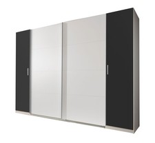 Schwebetürenschrank Lotto Kleiderschrank weiß / anthrazit 315cm (18532)