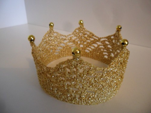 Krone gehäkelt gold prinz - krone,