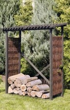 Kaminholzunterstand (Holz+Weide) 140 x 57 x 195/210 cm