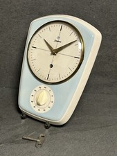 Max Bill Vintage Design Uhr Junghans Keramik Wanduhr 50er Pastell blau #1024