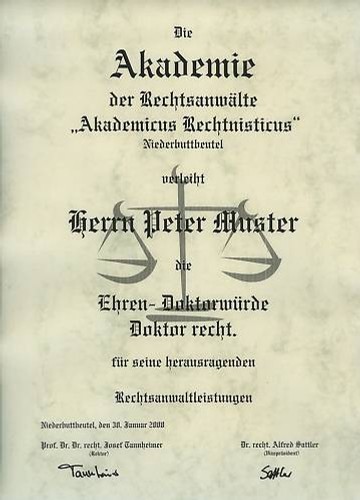 Urkunde diplom ehren doktor - urkunde,