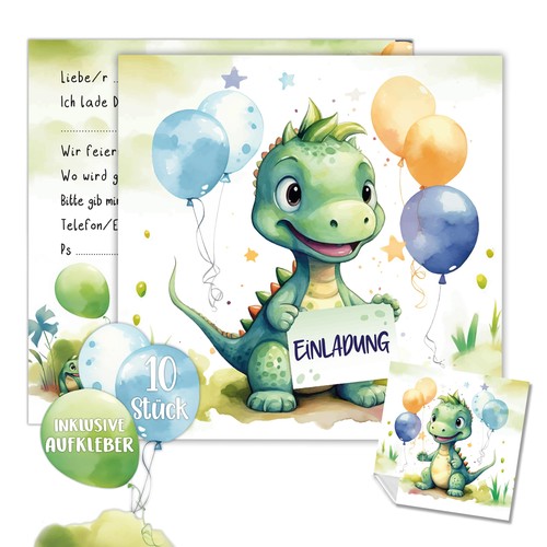 Xxl einladungskarten dino - 10,