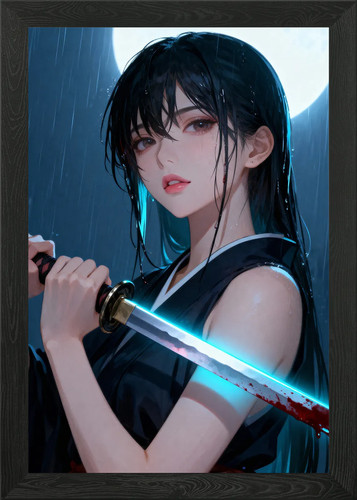 Anime girl with katana - with, in