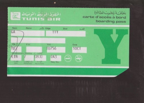 Tunis air flugticket vintage - tunis,