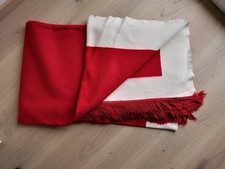 2 x Wolldecke Wolldecken Rot Creme 160x190 Wendedecke Wohndecke Fransen