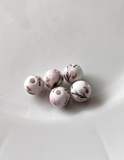 👑5 Porzellan-Perlen, rund