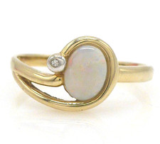 Größe 64 Ring 585 GOLD 14 Karat Gelbgold design Diamant Opal bague oro G3658/25