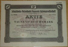Lot 50 X Schultheiss-Patzenhofer Brauerei-Aktiengesellschaft Stämme 1932 1000 RM