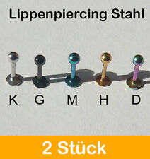 Lippenpiercing Stecker Piercing Lippe Titan Gold pt Ball Kugel Labret Ohr LAE