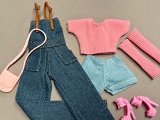 Barbie Kleidung Fashion, Latzhose, Short, Shirt/ Langarm , Schuhe, Tasche