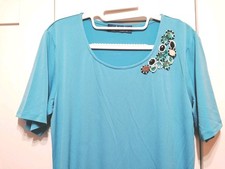 ♥ Leichtes Sommerkleid von JULIE C.❤️ Perlenapplika ♥ Gr.42 ♥ Türkis ♥ ♥ NEU! 