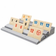 Rummikub erweitertes Ablagebrett -  Stabiler Aufsteller mit vier Reihen Silber