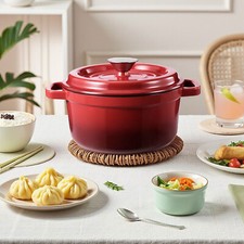 5L Gusseisen Topf Schmortopf Bratentopf Kochtopf Brotbacktopf Emaille Topf  26cm