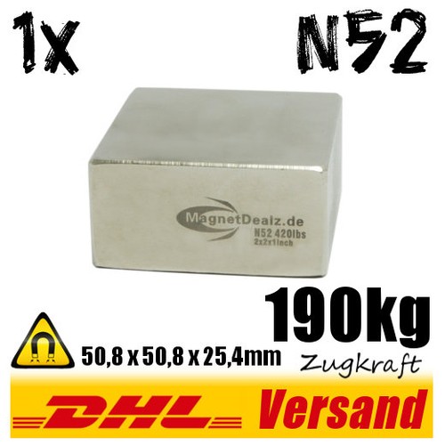 Neodym magnet 8x50 - magnet, 50,8x50,8x25,4mm