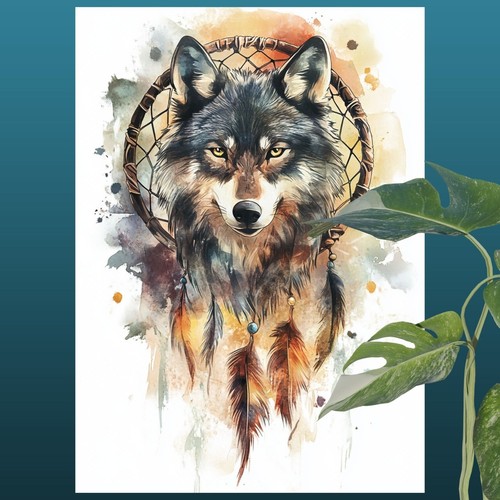 Traumfänger mit wolf poster - traumfänger,