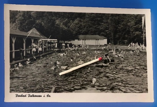 Fotokarte freibad falkenau - ak,