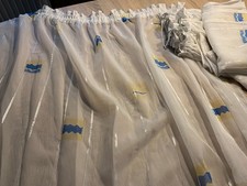 3 Schöne Gardinen Für Fenster ,Guter Zustand I Weiß Mit Blaue Muster 150x175 Cm