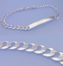 Echt 925 Silber GRAVUR ID Panzer Armband Gravurplatte // 18 - 18,5 - 19 cm Länge