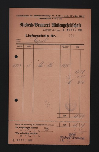 Leipzig rechnung 1943 - leipzig,,