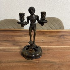 Antike Bronzeskulptur massiv Kerzenständer Landsknecht  23cm 1370gram