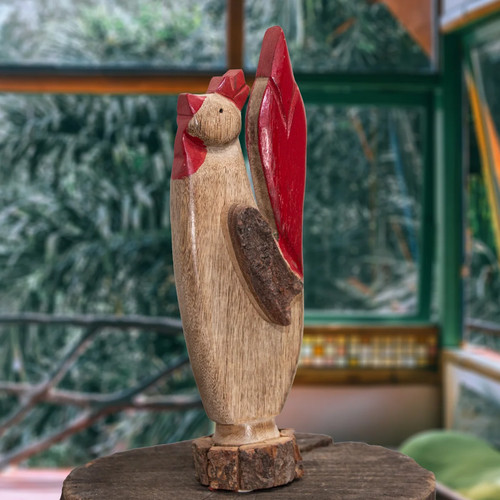 Holzfigur hahn groß tiere - hahn,,