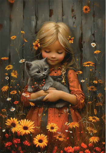 Puzzle mädchen mit - (260,