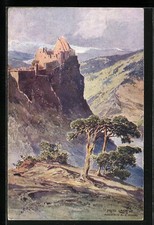 Künstler-AK Fritz Lach: Aggstein a. d. Donau, Ortspartie 