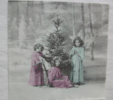 3 Engel und Tannenbaum - 5 Servietten Basteln Serviettentechnik - s. Bild