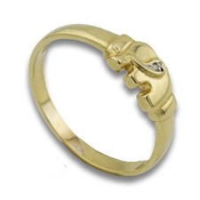 Diamant Elefanten Gold Ring 333 8 Kt Gelbgold 0,01 Ct Goldring Damen Wert 320,-