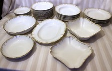 KPM Berlin Neuglatt Teil Speiseservice weiss gold grün  35 tlg  Teller Porzellan