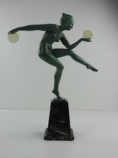 FRENCH ART DECO TÄNZERIN SKULPTUR FIGUR  DERENNE  / MAX LE VERRIER PARIS 30er